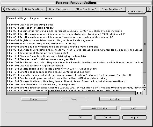Personal Function Settings Checking, Saving, and Loading Personal Function Settings Use the procedure below to check the details of the Personal Functions that have been set up.