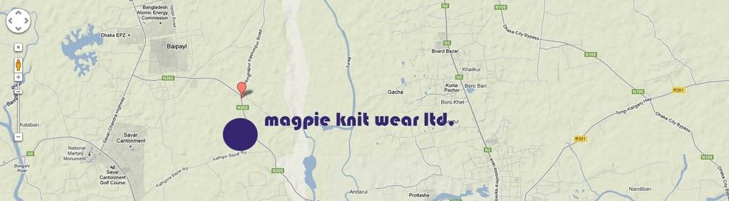 Location map of magpie knit wear ltd.
