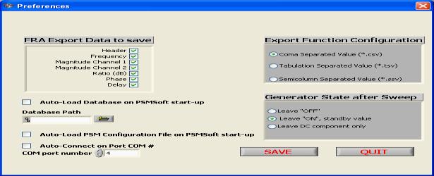 Note prior to exporting data, open Preferences from the main toolbar, this will allow the type of data to be saved, file path, extension file to be used etc.