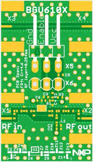 2.2 Evaluation board Layout Characteristics of the evaluation board (see figure 3): - 3 layer PCB - PCB material FR4 (εr=4.