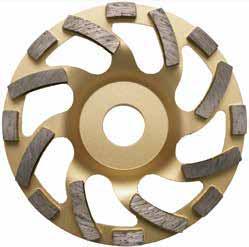 Combi-segment diamond cup wheels ll-arounder in applications: For quick grinding down of thick concrete layers. For levelling of concrete, granite and natural stone surfaces.