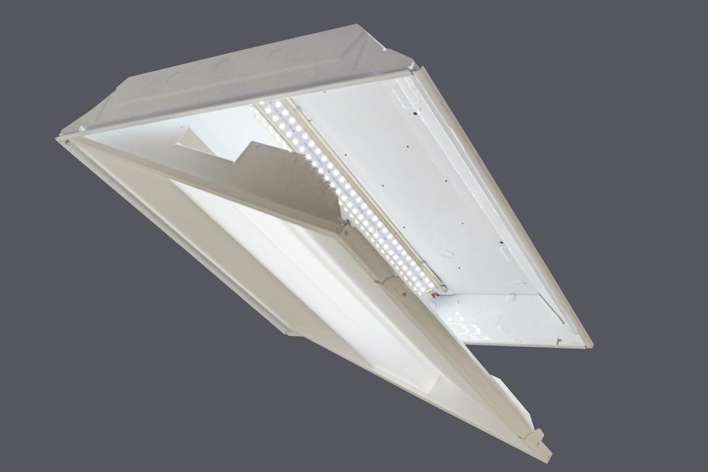 Luminaire Features Vibrant Architectural Appearance Streamlined design delivering full, even illumination Excellent Performance Matte white, 92% highly efficient postpainted fixture body Choice of