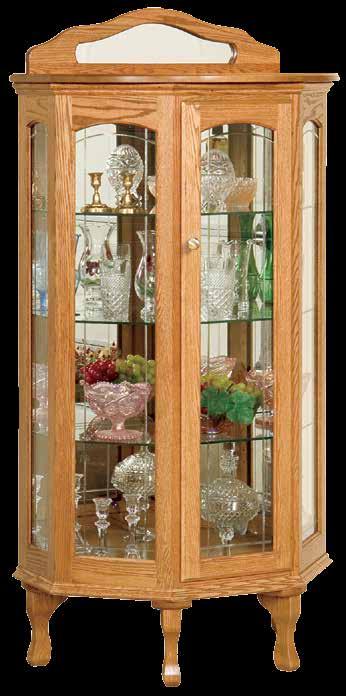 101-VG Clawfoot Curio Finish Shown: Provincial 112 Includes 3 glass shelves,