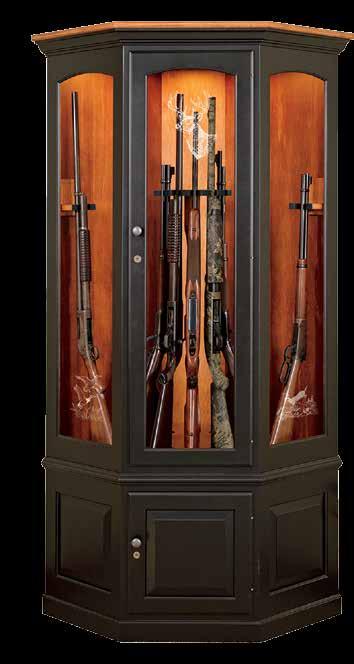 Size: 40½"w x 28½"d x 77"h 29-1 /2" 29" 41" 214 Corner Gun Cabinet Wood Species Shown: Brown Maple Finish Shown: