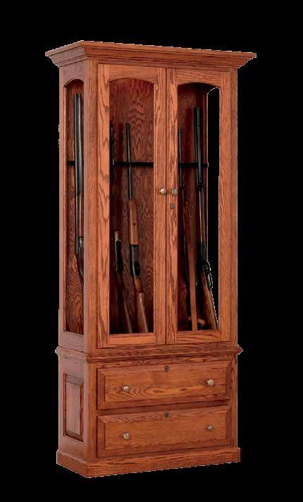 108 8 Gun Cabinet with Drawers Finish Shown: Harvest 116 Includes security