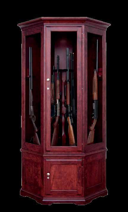214 Corner Gun Cabinet Style: Traditional Contemporary Wood Species Shown: Cherry Finish Shown: Traditional 114 Security lock is