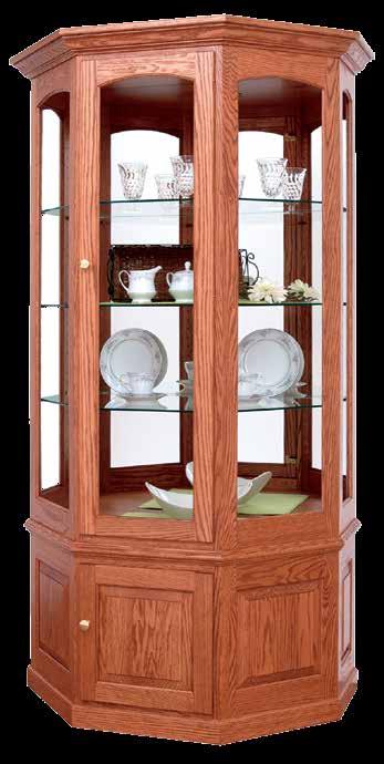 110 LG Deluxe Wall Curio Finish Shown: 103 MX Includes 4 glass shelves