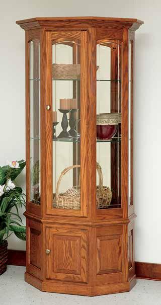 Curio Finish Shown: Harvest 116 Includes 4 glass shelves and storage