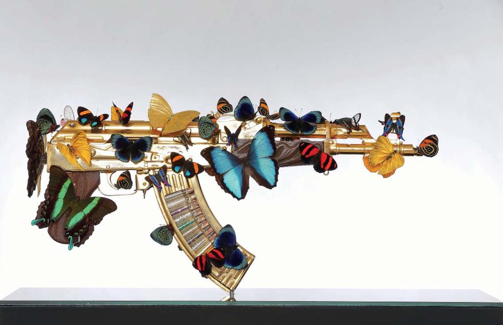 BRAN SYMONDSON Brutal to Beautiful 2017 Gold plated Decommissioned AK-47, full clip of 7.