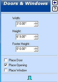 22) Place doors in the 3D walls using the Doors & Windows tool. a) Set Width to 3. b) Set Height to 6 9. c) Check the Place Opening box.