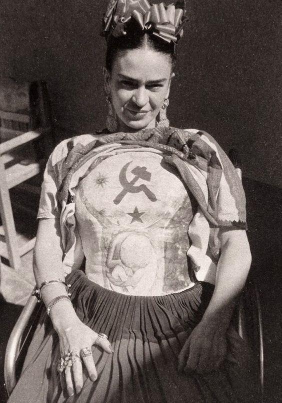 Title: Frida Wearing Plaster Corset, Which She Decorated With Hammer And Sickle (And Unborn Baby), Coyoacán Date of Creation: 1951 Artist/Designer: Florence