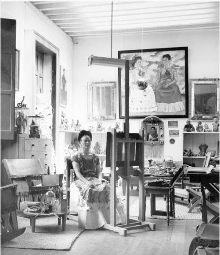 Title: Frida In her Studio Date of Creation: 1943 Artist/Designer: Fritz Henle Nationality of Artist/Designer: German Dimensions: 42 x 53 cm (framed) Material/Medium: Gelatin silver print, vintage