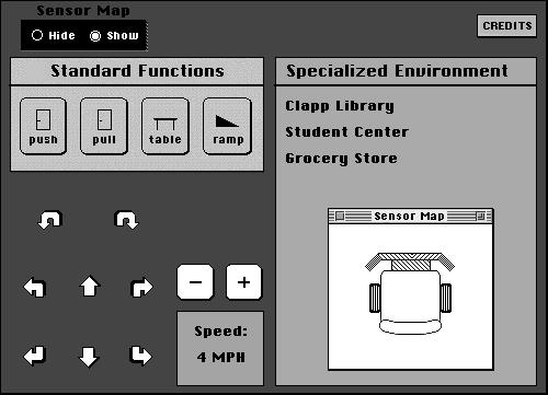 Figure 1 Screen shot of the primary screen of the graphical user interface. ability to take on a greater autonomous role, but the robot will still need to work in conjunction with the user.