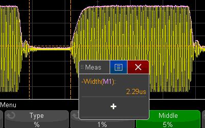 10 Keysight NFC Device Turn-on and Debug - Application Note Characterizing Pulse Wave Shapes of NFC Modulation (Continued) The t 2 timing parameter is the duration of time that modulation is below 5%.