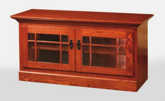 Wall TV Stands Height 25¼ Width including top 49¾ FWE-S60 in Brown Maple Mission Style w/ Glass