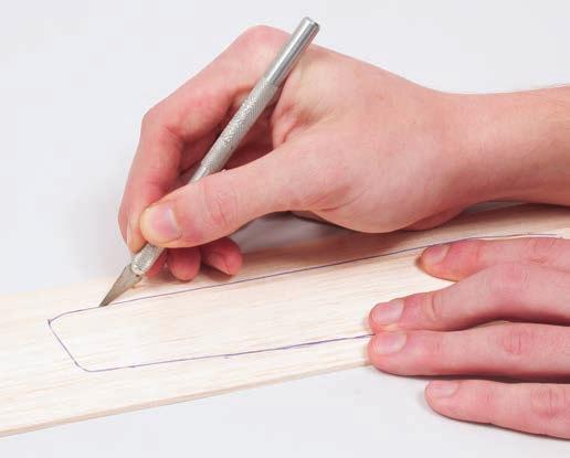 2. Trace the blade design onto a balsa blade and cut out the blade with a hobby knife