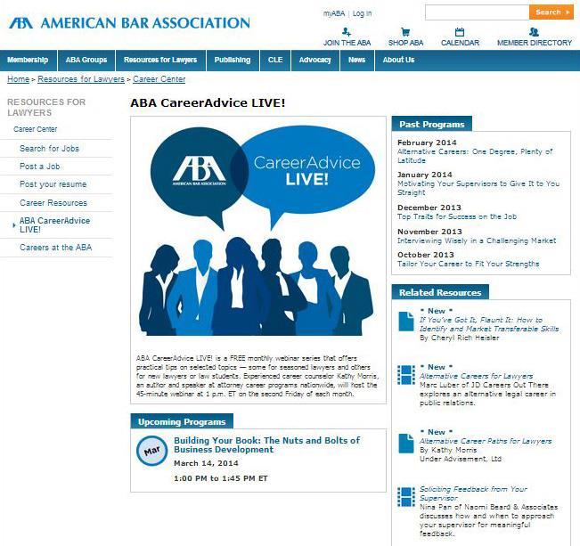 ABA CareerAdvice Web Page www.ambar.