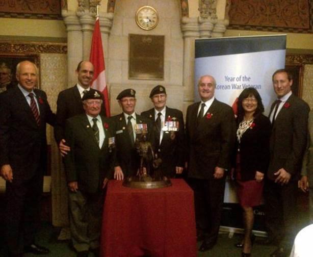 Three veterans were among the dignitaries at the Ottawa ceremony in which Greg Thompson presented a miniature of the Monument to Canadian Fallen to Minister Julian Fantino.