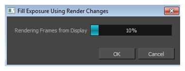 Wait while Harmony creates a low resolution render of the images to preview. 4. In the Fill Exposure Using Render Changes window, use the Frame slider to view the motion change analysis. 5.