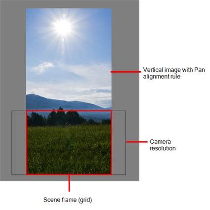 The opposite will apply to a landscape image. Its height will be fit to the scene grid, therefore it is possible that the image will extend beyond the scene grid's boundaries.