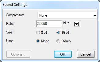 Chapter 1: Dialog Boxes How to access the Sound Settings Dialog Box 1. From the top menu, select File > Export > Movie. 2. In the Export to QuickTime Movie dialog box that opens, click Movie Options.