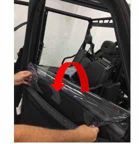 While holding ht, hten upper and lower rear door frame hinges. a. Door skin has small zipper to allow access to above men ed frame hinges.