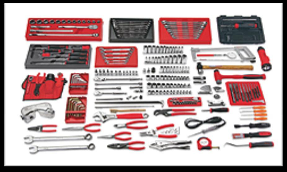 SNAP ON RECOMENDATION Description: More than 200 pieces. Includes all tools in the 9100GSO Apprentice Set and 9000GS2 Add-on Group. Tools only.