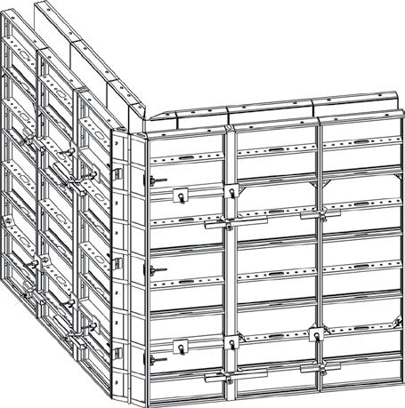 Acrowall-60 Formwork System Obtuse Corners To cater for non right angled corners hinged corner panels are available in two widths 150 x 150 and 300 x 300.