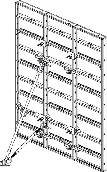 When two panel high arrangements are used, the top panel is plumbed by using a combination of an Acrowall Prop Connector Assembly used in conjunction with a double nutted Acrow prop, an Acrowall Prop