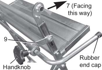 6. Insert the pivot clamp mounting bracket (7) into the top of the long leg as shown in fig 3. Take note of the way it is facing in the diagram. 7.