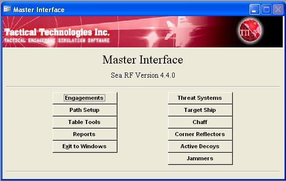 SEA RF Master Interface The main screen of the SEA RF Master Interface is