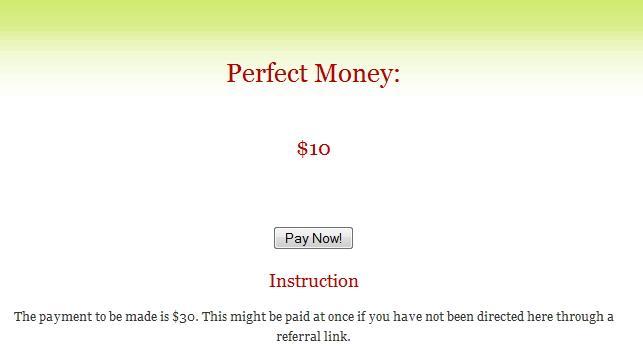 Once you click on pay now, you will be taken to a login page to your perfect money account to make the payment of $10.
