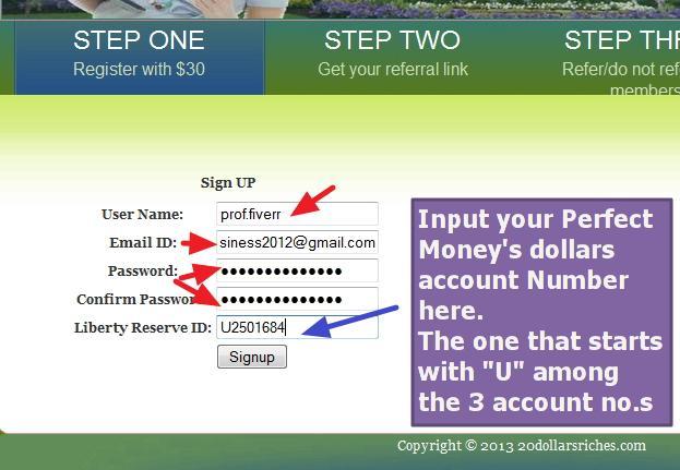 Once the payment has been made, you will be directed to the sign up page as shown above.
