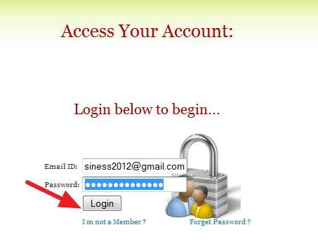 To login, put in box1----------------------- Email address you used in registering box2-----input