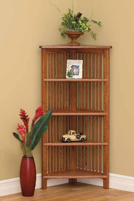 1364-48"h Corner Bookcase - 3 Adjustable Shelves 1365-60"h Corner Bookcase - 4