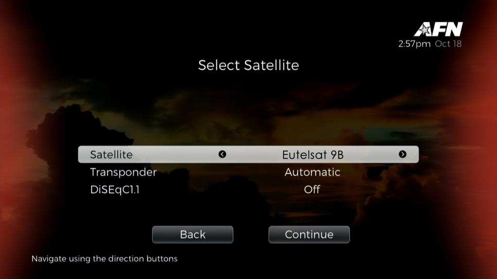 Automatic Decoder Setup Steps The Select Satellite screen (below) allows you to automatically load pre-set satellite configurations for your area.