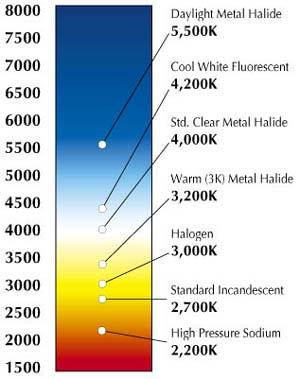 Color Temperatures Low color temperature implies warmer (more yellow/red) light while high color temperature implies a colder (more blue) light.