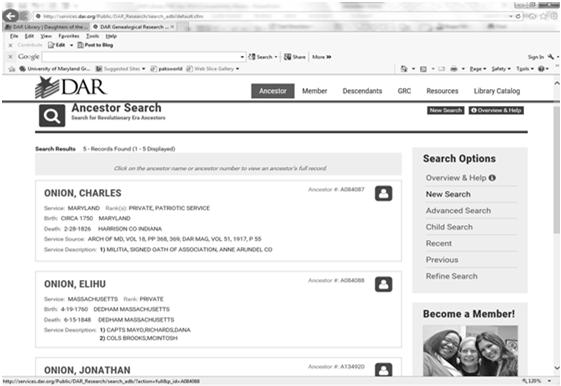 GRS TUTORIAL GRS SEARCHES Searches may be by Ancestor (Revolutionary War soldier), descendants, or DAR Member #.