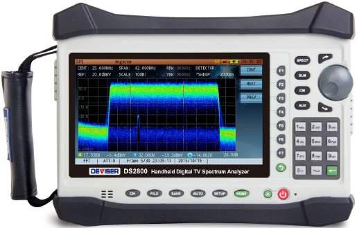 DS2800 Handheld Digital TV Spectrum Analyzer Key Benefit Fast Spectrum Analysis: 4-1220 MHz, 4-2150 MHz Digital options: OPM, VFL, and fiber scope ITU-T J.