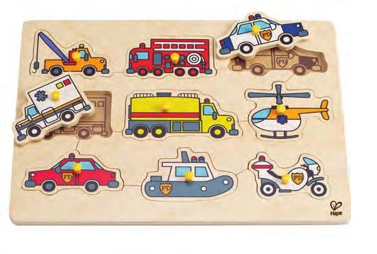 50 370 Emergency Vehicles Peg Puzzle These nine helpful vehicles can cover any emergency kids can imagine.