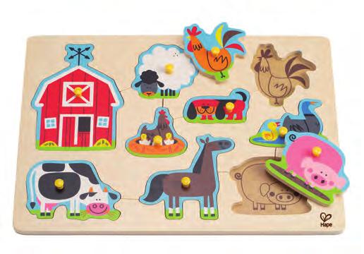 and lots of fun to place the barn and animals into shaped wells in the sturdy wooden puzzle board.