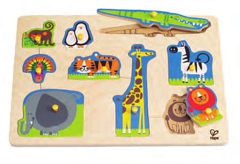 90 Puzzles KNOB WOODEN PUZZLES Wild Animals Peg Puzzle This wild animal puzzle is as kid-friendly as can be.