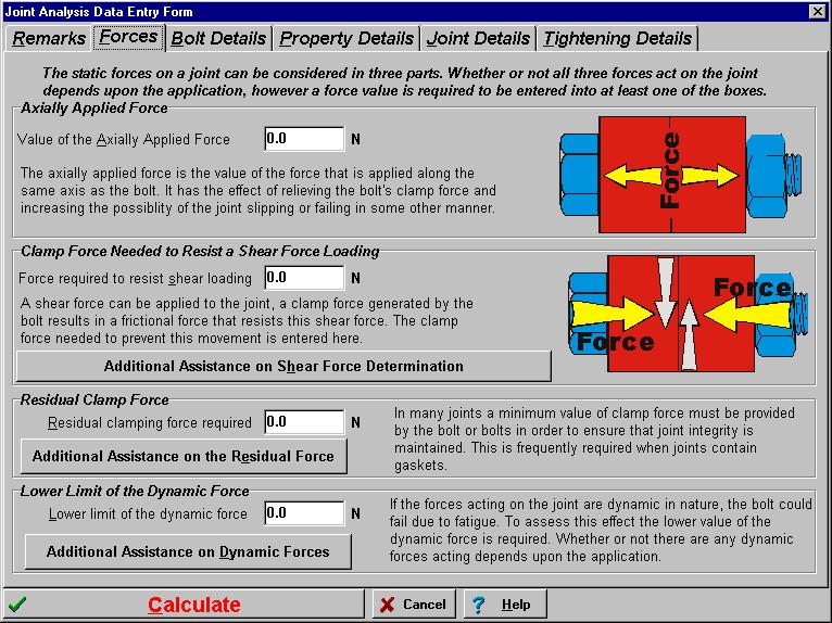 Joint Analysis Introduction The joint analysis feature is the main part of the program. This feature allows an analysis to be completed on a single bolt.