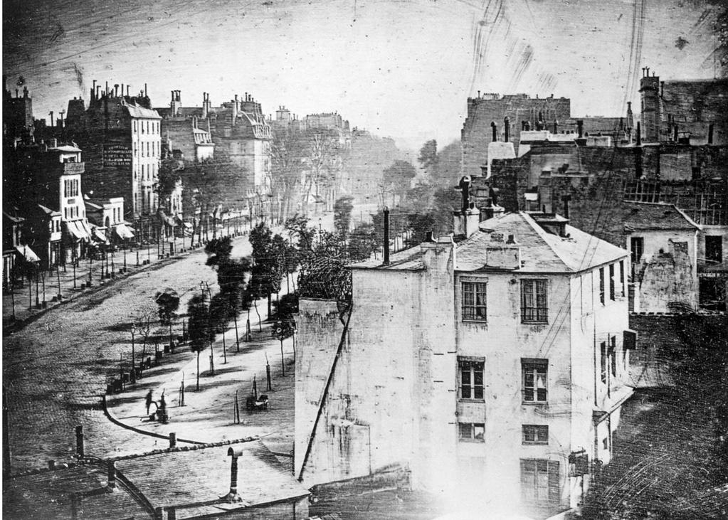 The First Photograph of a Person Boulevard du Temple, Paris, spring 1838,