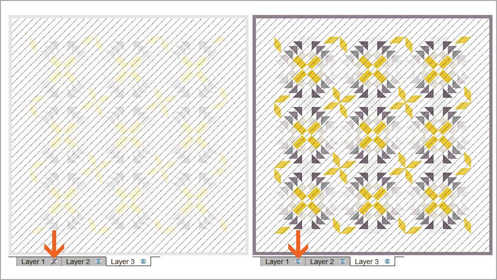 If you re designing on all 3 layers of the quilt, the other layers can be distracting.
