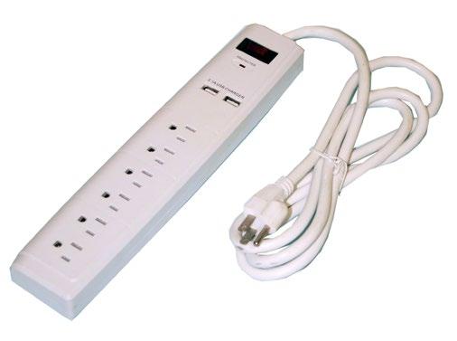 power cord Response time of <1ns Indoor use ETL approved Lifetime Warranty Item# Figure Color AC Outlets USB Ports Cord