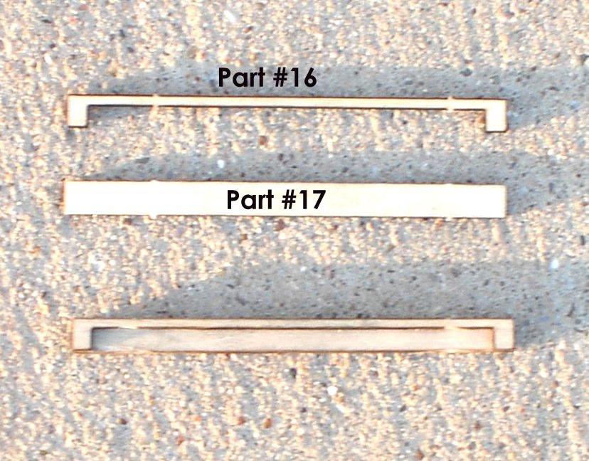 Layer two (part #13), Layer three (part #14) and Layer four (part #15) Add the handrails by drilling #51 through the pre-located marks in layer (1). 9.