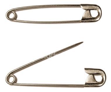 40. Safety Pins Pins used to fasten fabric together that have a protective