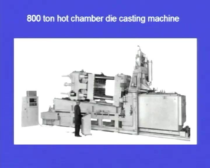 (Refer Slide Time: 35:35) Here, we can see 8 ton capacity hot chamber die casting machine and here, we can see the dies, one die here, another die here and here, we can see the oven in which molten