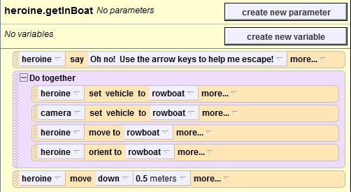 GetInBoat Finally, drag in a move below the do together, select down > ½ meter.